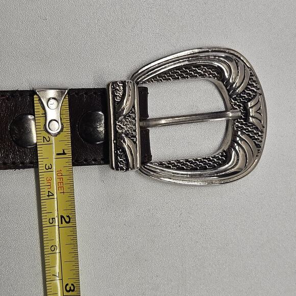 Vintage Roccobarocco Brown Leather Belt Embellished Western Cowboy Belt Small main image 6